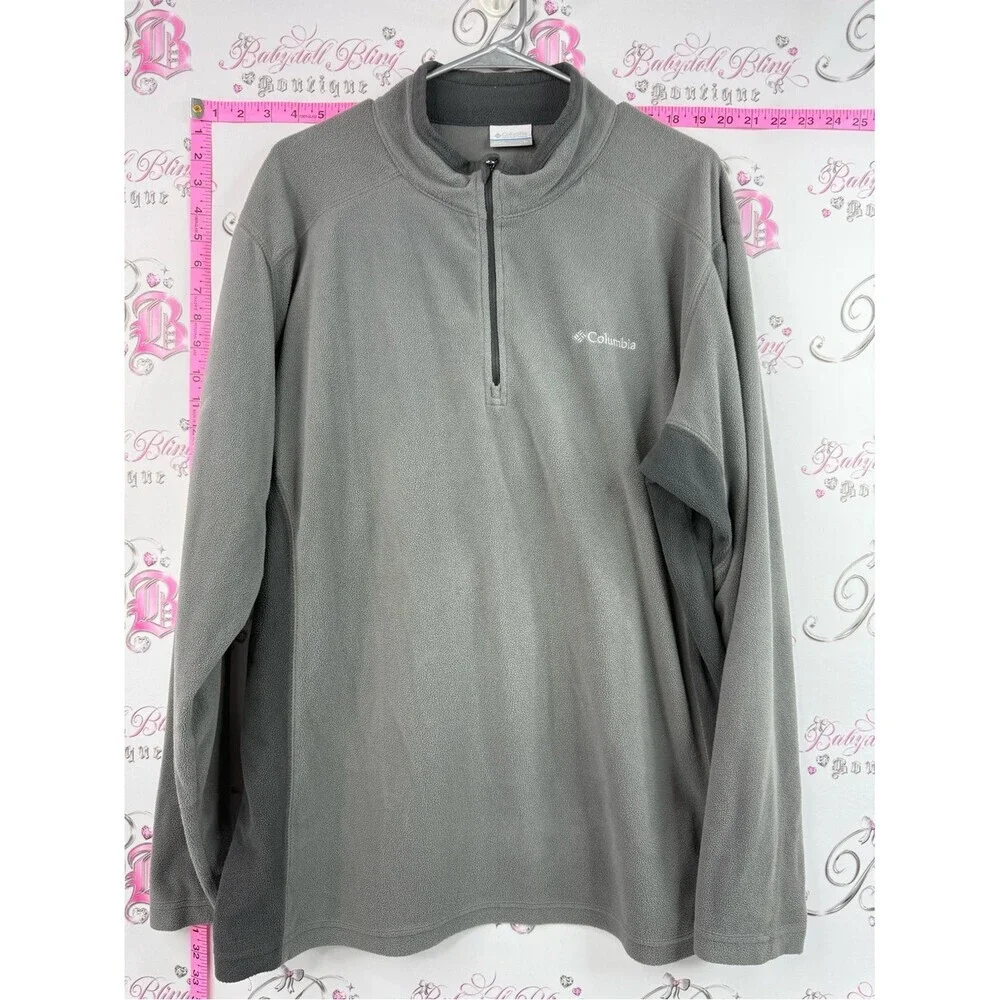 Columbia sweater pull over fleece comfy Men's Gray Half-Zip Fleece Pullover